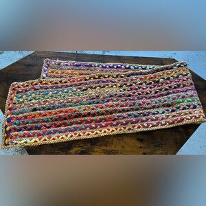 Cotton Craft Handwoven Multicolor Braided Tablerunner - Vibrant Stripes